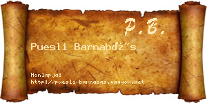 Puesli Barnabás névjegykártya